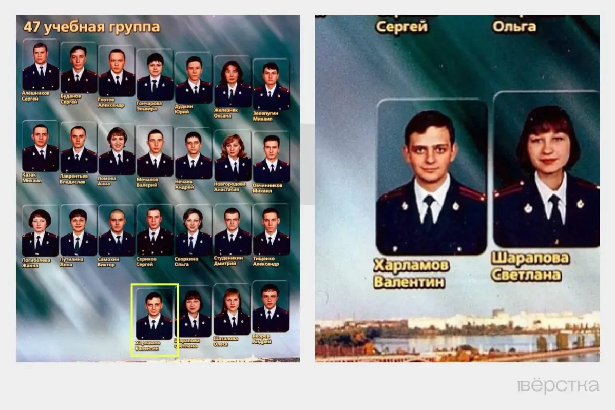 Валентин Харламов на&nbsp;групповой фотографии со&nbsp;своей учебной группой в&nbsp;школе МВД