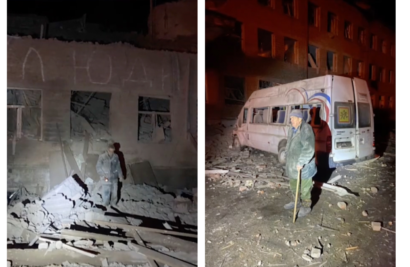 Разрушенный интернат в Судже после прилета авиабомбы