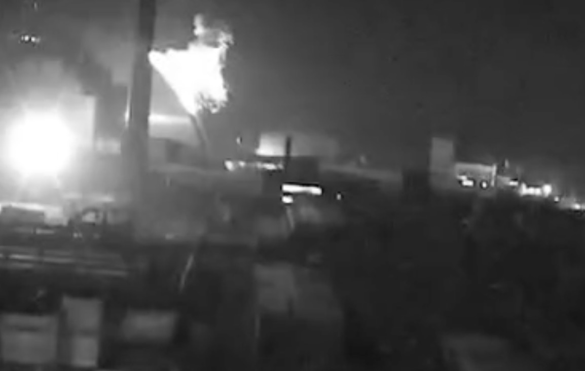 Скриншот с видео удара беспилотника по Чернобыльской АЭС