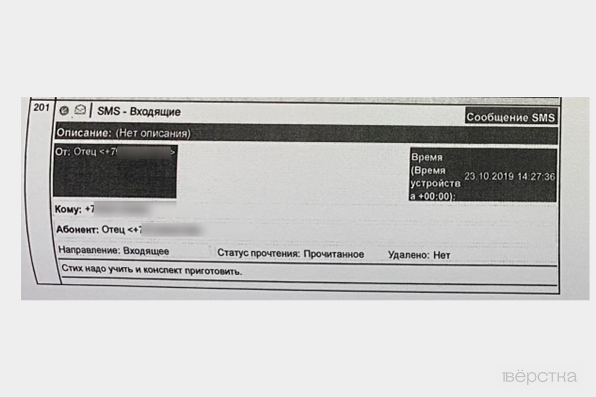 Переписка Лизы Поповой с отцом из материалов уголовного дела