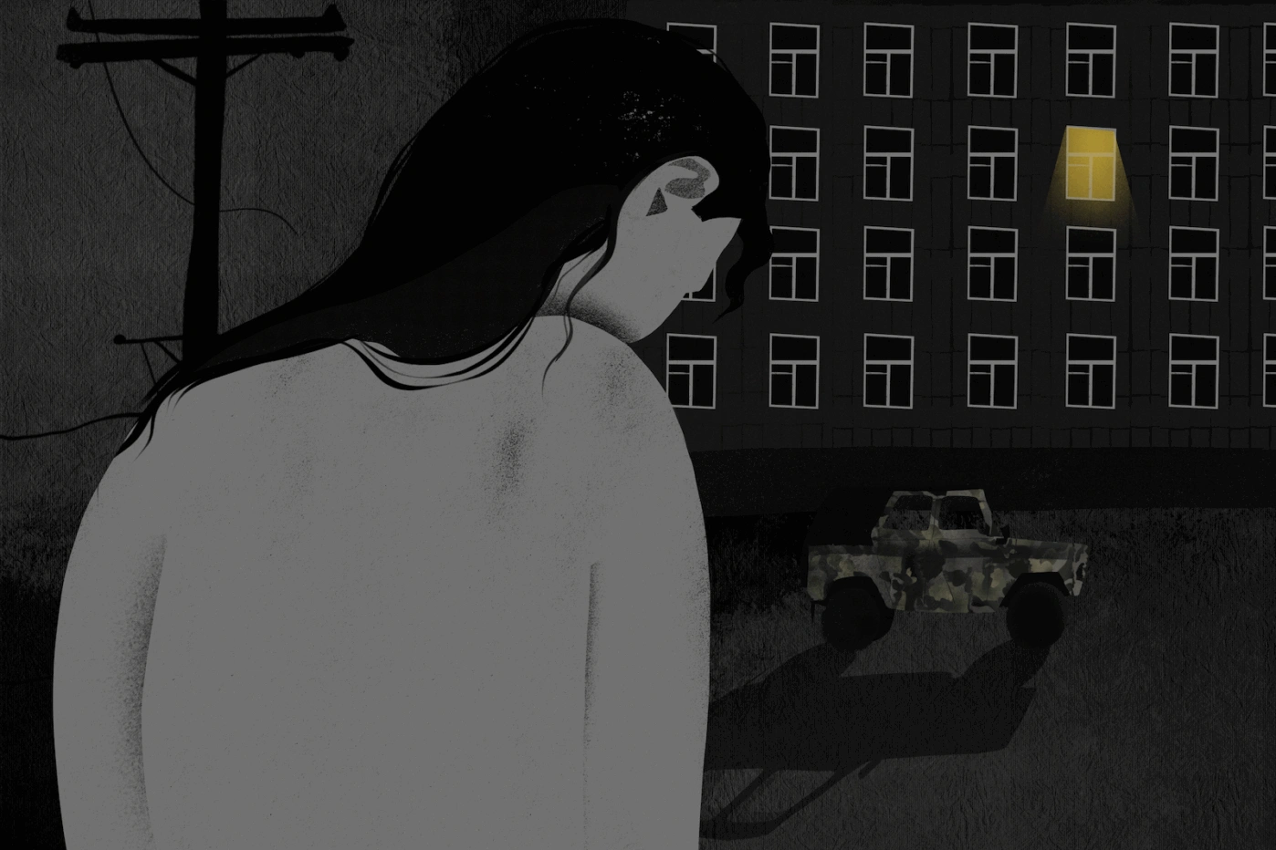 Из прифронтовых районов уезжают местные юноши. Зато там много военных. С ними заводят отношения местные школьницы, однако эти связи заканчиваются не всегда хорошо