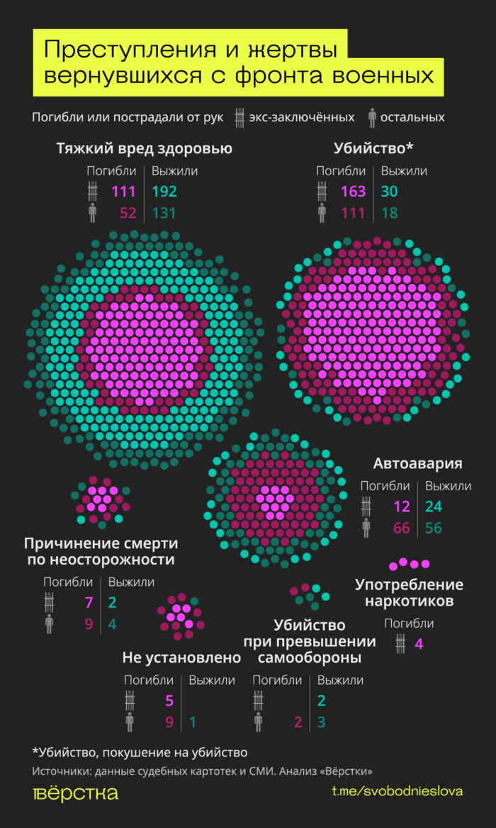 За почти четыре года войны с Украиной вернувшиеся с фронта ветераны «СВО» убили и покалечили более 1000 человек