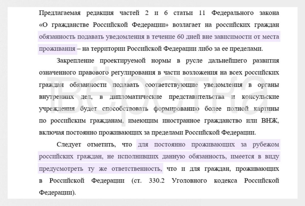 За неуведомление консульства РФ о новом гражданстве или ВНЖ хотят ввести уголовное наказание